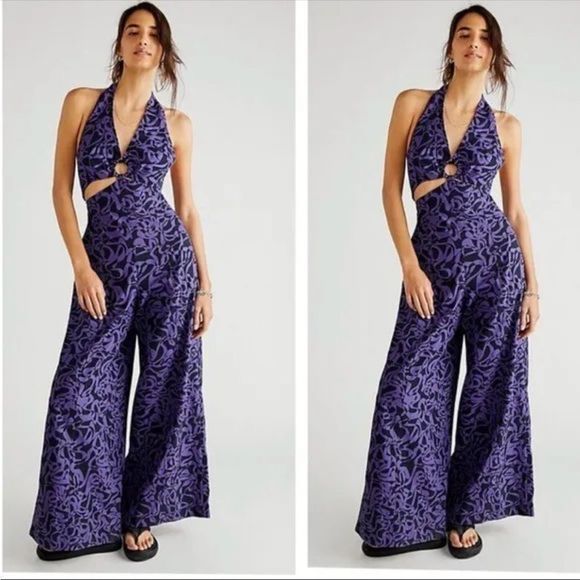Free People Wide Leg Kira Jumpsuit Size Large Brand New - Picture 1 of 7